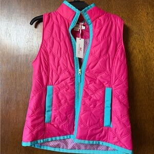 Vineyard Vines Pink Vest with Blue Accents